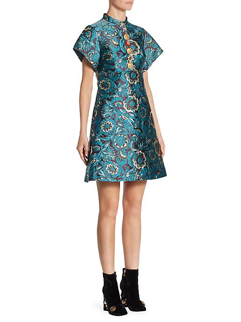 Dolce & Gabbana - Lurex Jacquard Floral A-Line Dress