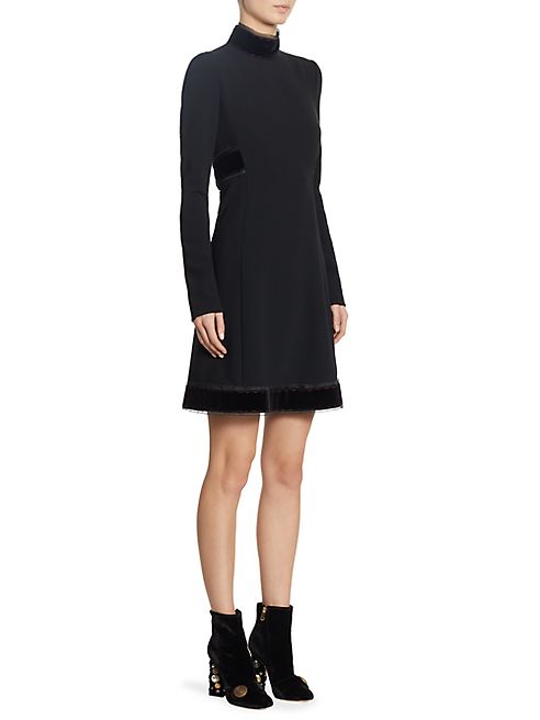 Dolce & Gabbana - Mockneck Velvet Accent Dress