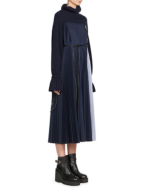 Sacai - Pleated Knit Dress