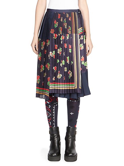 Sacai - Floral Pleated Skirt