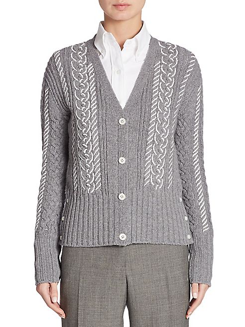 Thom Browne - Hand Beaded Wool Cardigan