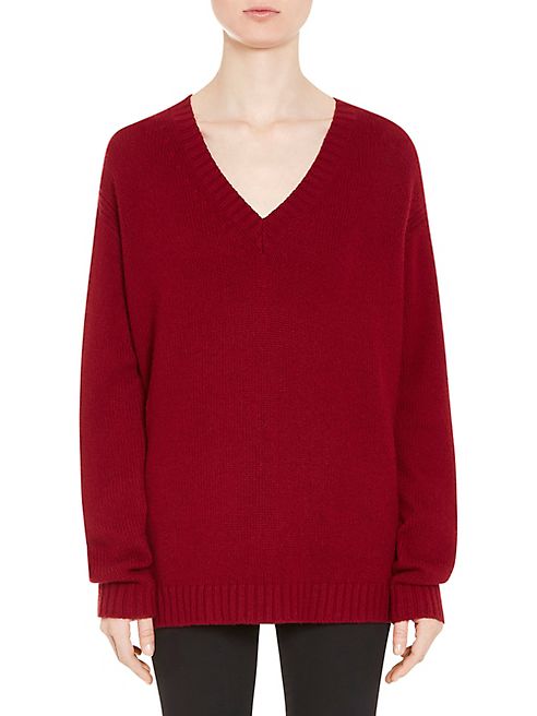 Prada - Elbow Patch Wool & Cashmere V-Neck Sweater