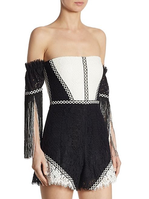 Alexis - Mirabelle Off-the-Shoulder Lace Romper