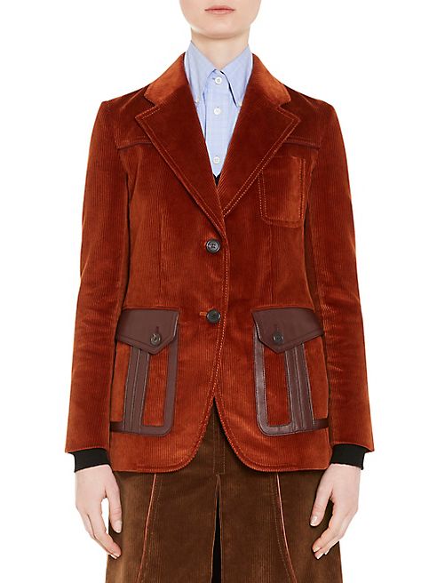 Prada - Leather-Trim Corduroy Blazer