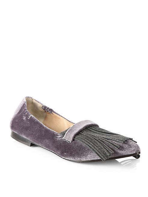 Brunello Cucinelli - Velvet Monili Loafers