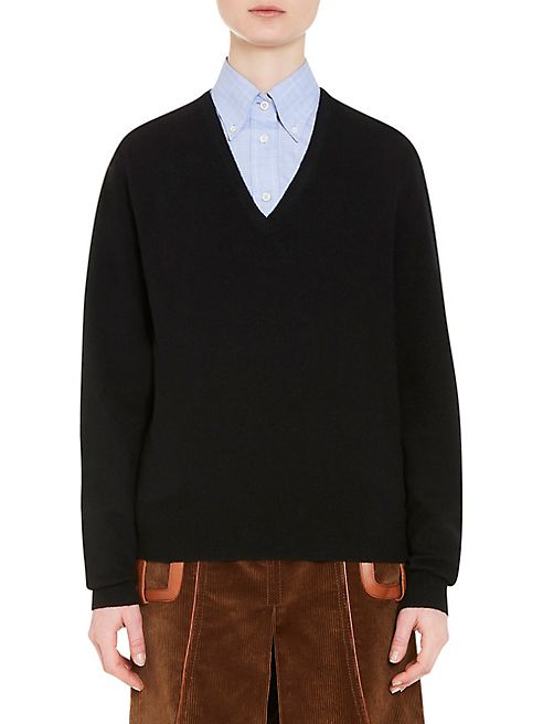 Prada - Oversize V-Neck Wool Sweater