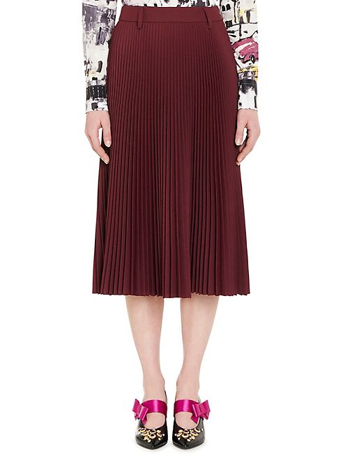 Prada - Twill Divisa Pleated Midi Skirt