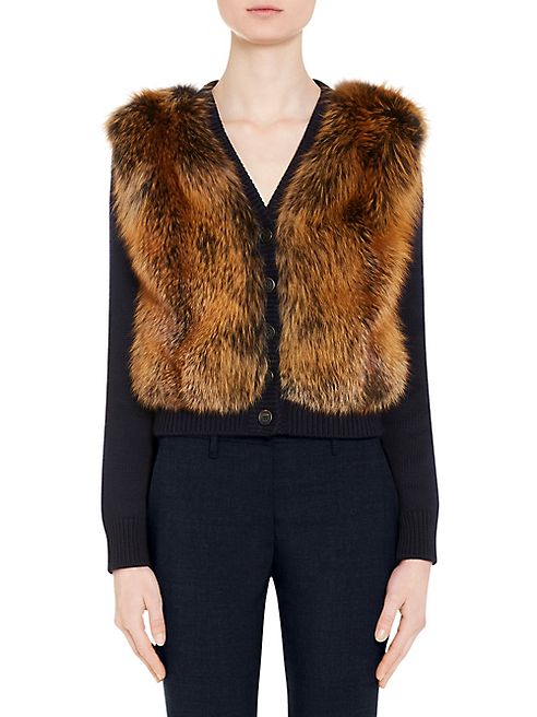 Prada - Fox Fur & Virgin Wool Cardigan