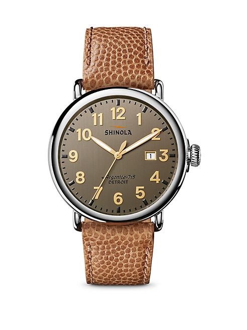 Shinola - Runwell Stainless Steel Analog Leather Strap Watch