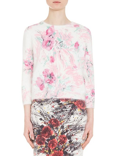 Prada - Bouquet-Print Angora Knit Sweater