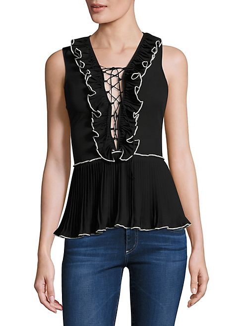 Delfi Collective - Ella Ruffle Lace Up Tank Top