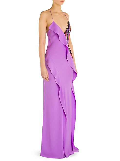 Emilio Pucci - Embroidered Ruffle Silk Dress