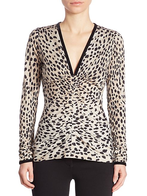 Roberto Cavalli - Cheetah Wool & Silk Blouse