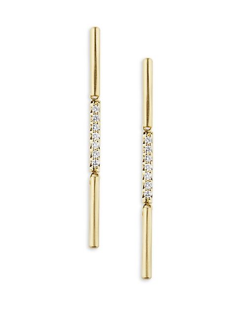 Carelle - Moderne Diamond & 18K Yellow Gold Stick Earrings