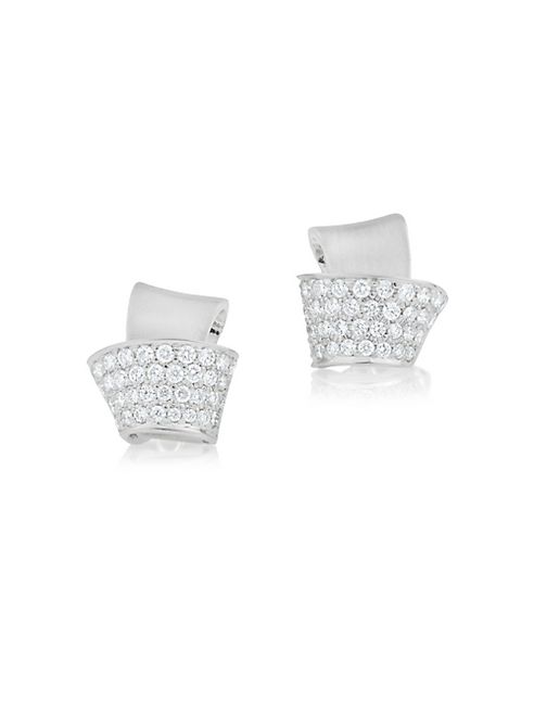 Carelle - Knot Diamond & 18K White Gold Stud Earrings