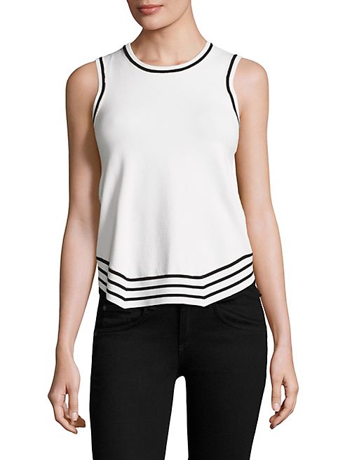 KENDALL + KYLIE - Striped Rib Overlap Tank Top