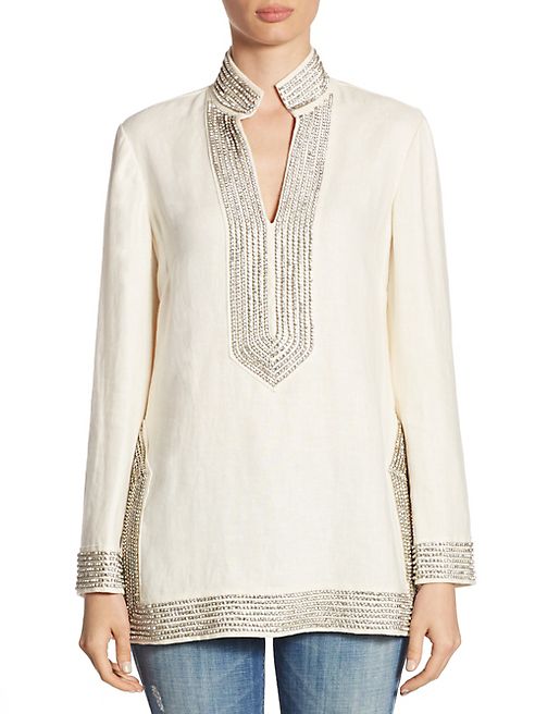 Tory Burch - Embellished Linen Tunic