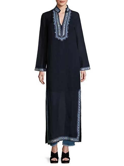 Tory Burch - Amalia Embroidered Cotton & Linen Caftan