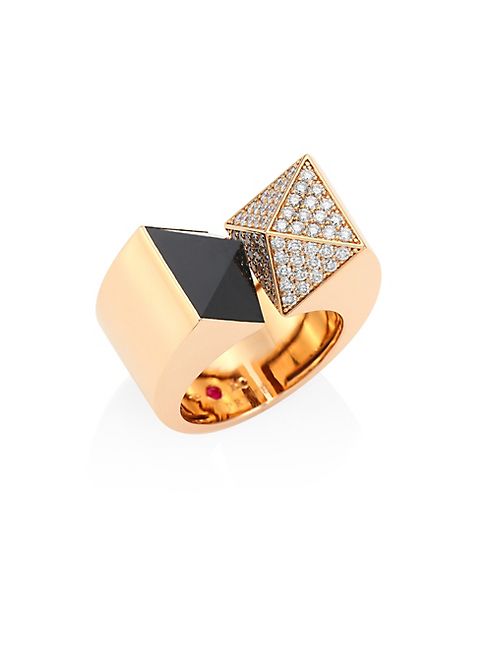 Roberto Coin - Diamond, Jade & 18K Rose Gold Ring