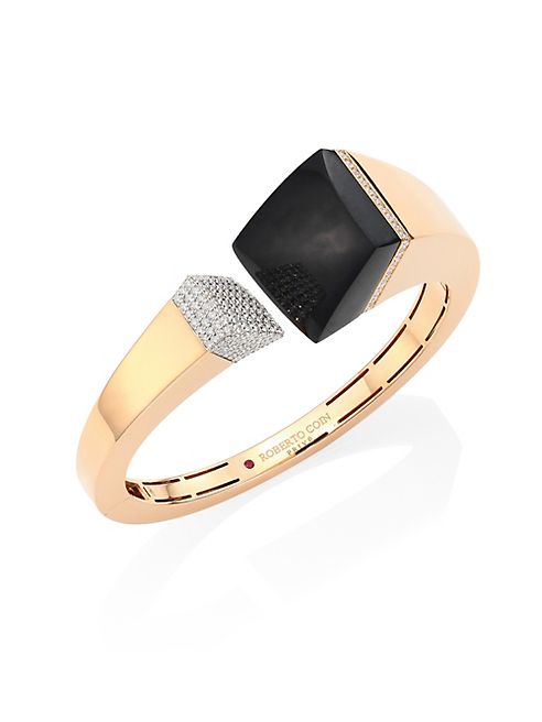 Roberto Coin - Diamond, Jade & 18K Rose Gold Bangle