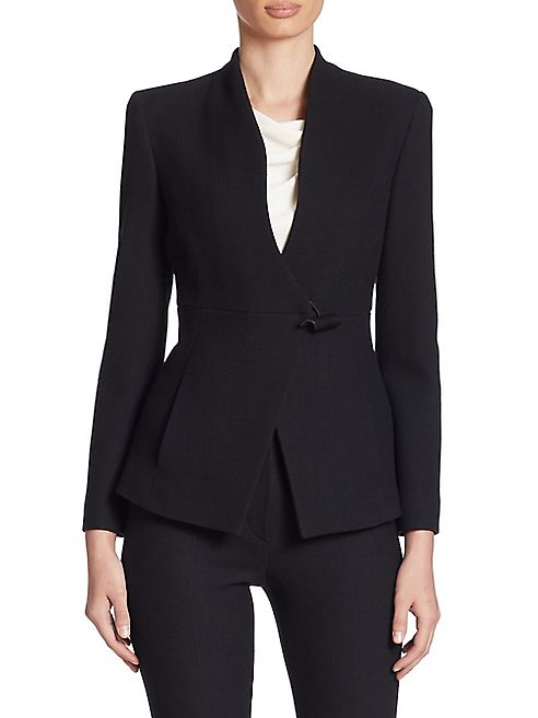 Armani Collezioni - Textured Stretch Wool Wrap Jacket