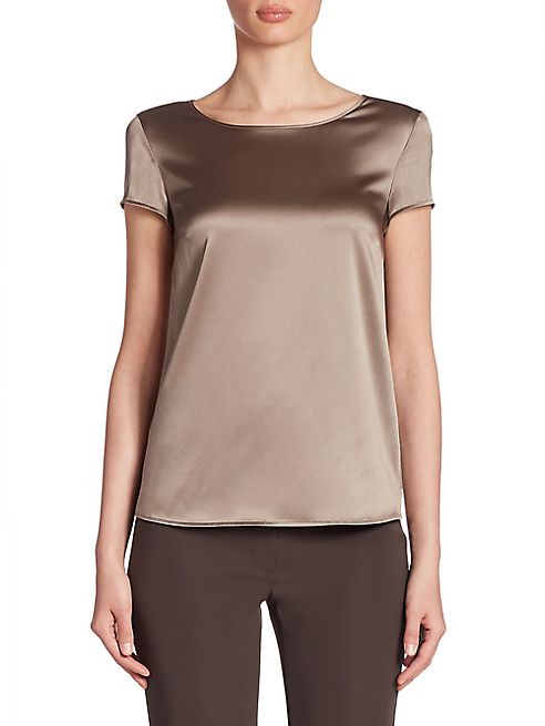 Armani Collezioni - Silk Satin Cap Sleeve Blouse