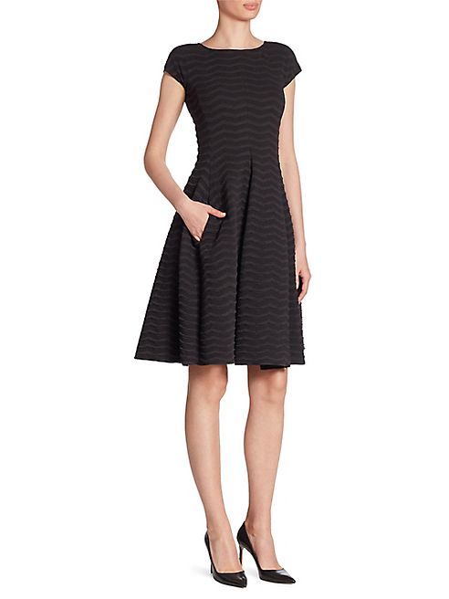 Armani Collezioni - Herringbone Jacquard Fit-&-Flare Jersey Dress