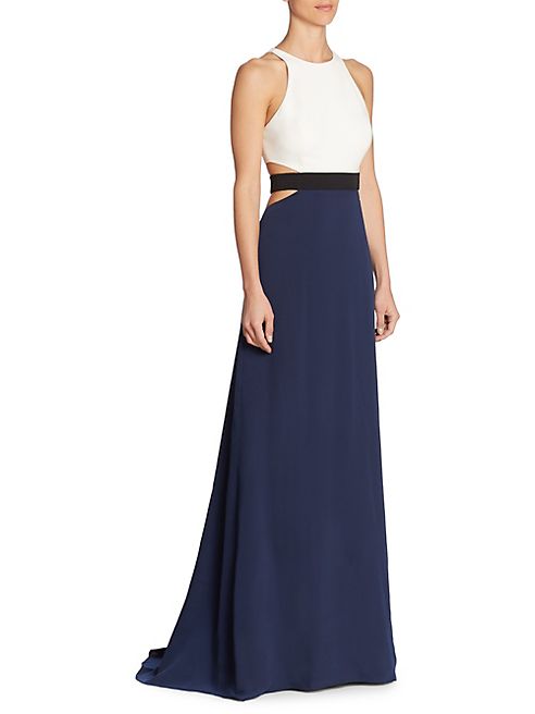 Halston Heritage - Colorblock Cutout Gown