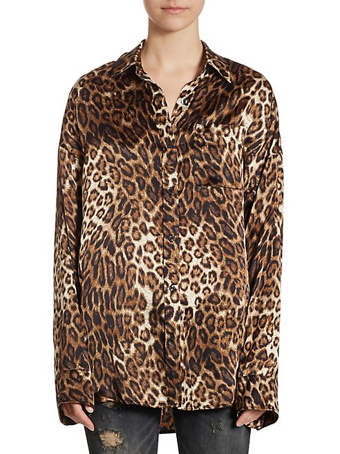 R13 - Boy Leopard-Print Silk Shirt