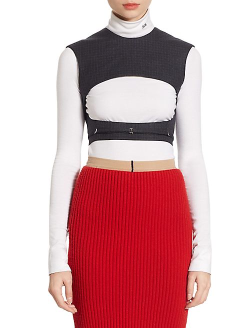 Calvin Klein Collection - Wool Checked Cropped Top