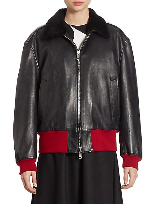 Calvin Klein Collection - Shearling & Leather Bomber Jacket