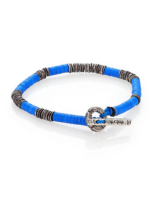 M.Cohen - African Vinyl Silver Disc Bracelet