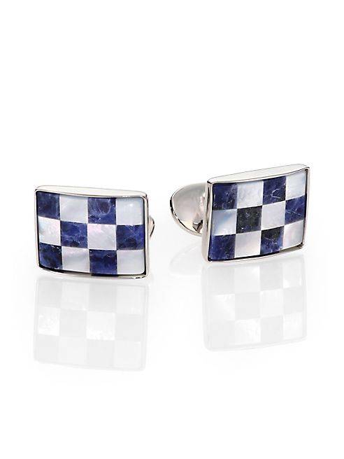 David Donahue - Sterling Silver, Sodalite & Mother Of Pearl Cuff Links