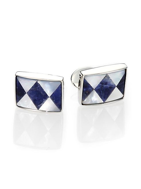 David Donahue - Sterling Silver, Sodalite & Mother Of Pearl Cuff Links