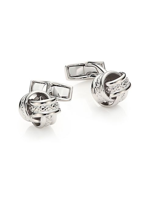 Tateossian - Rhodium-Plated Sterling Silver Braided Knot Cuff Links