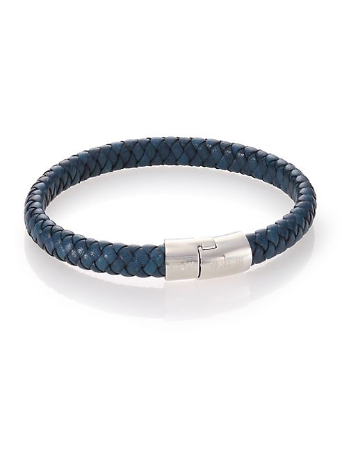 Tateossian - Leather & Sterling Silver Classic Cobra Braided Bracelet