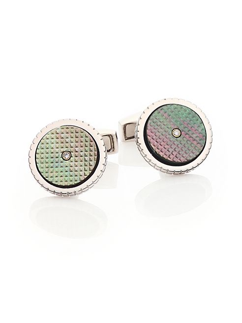 Tateossian - Sartorial Diamond, Mother-Of-Pearl & Sterling Silver Cuff Links