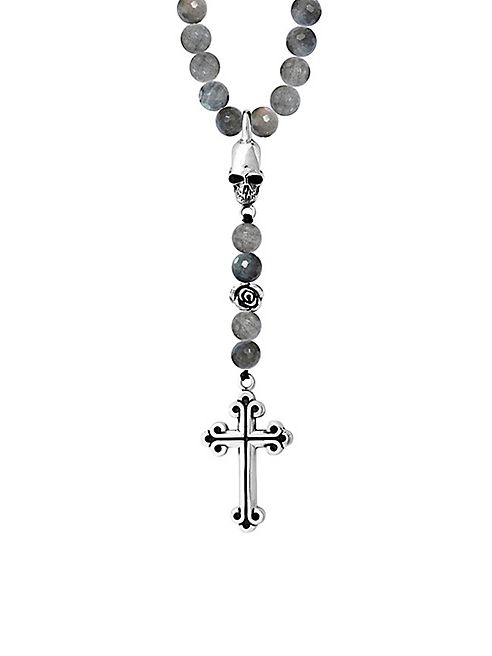 King Baby Studio - Sterling Silver Skull Traditional Cross Rosary