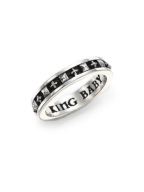 King Baby Studio - Sterling Silver Cross & Stud Stackable Band Ring