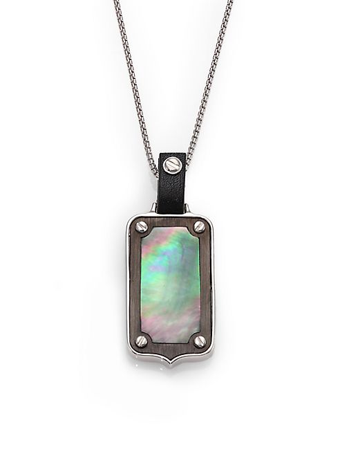 Stephen Webster - Plated Sterling Silver & Mother-Of-Pearl Dog Tag Pendant