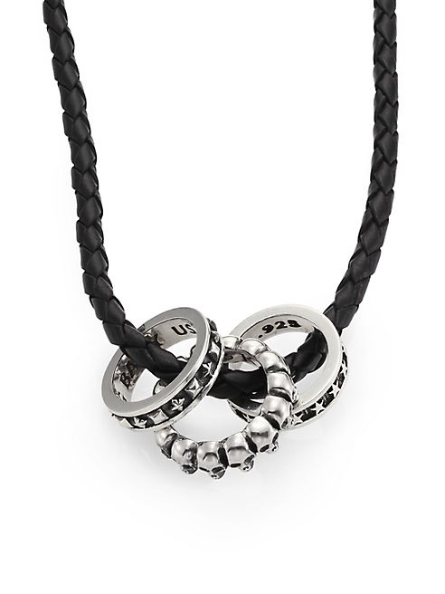 King Baby Studio - Sterling Silver Rings & Braided Leather Necklace