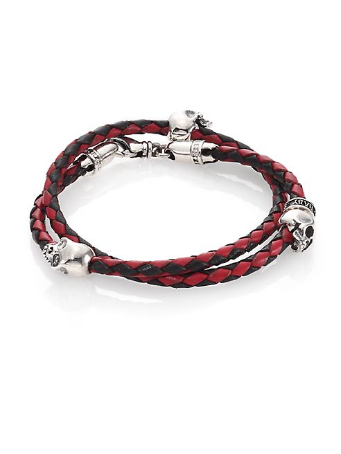 King Baby Studio - Double Wrap Leather & Hamlet Skull Bracelet