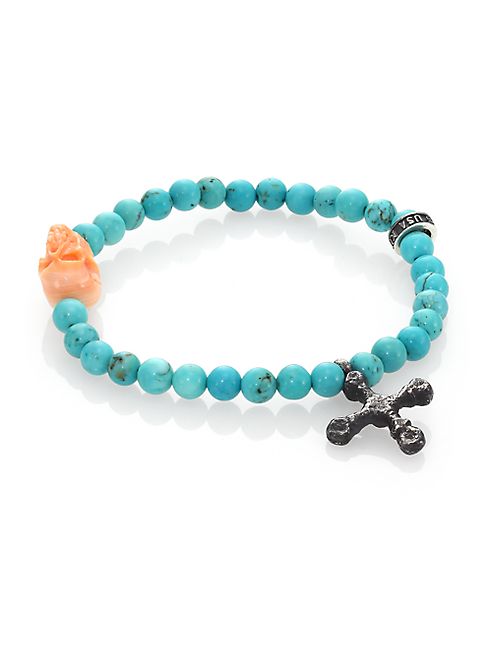 King Baby Studio - Turquoise Bead & Conch Shell Skull Bracelet