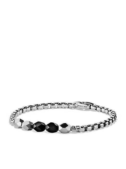 David Yurman - Faceted Silver & Black Onyx Beaded Bracelet