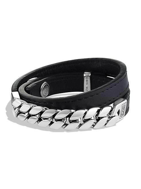 David Yurman - Chain Double-Wrap Leather Bracelet