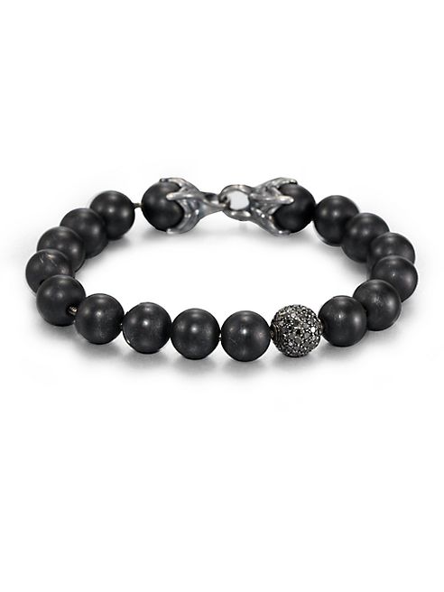 David Yurman - Black Onyx Beaded Pave Bracelet