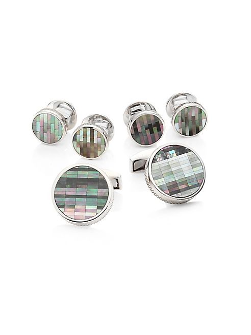 Tateossian - Mother-of-Pearl & Sterling Silver Cuff Links & Stud Earrings Set