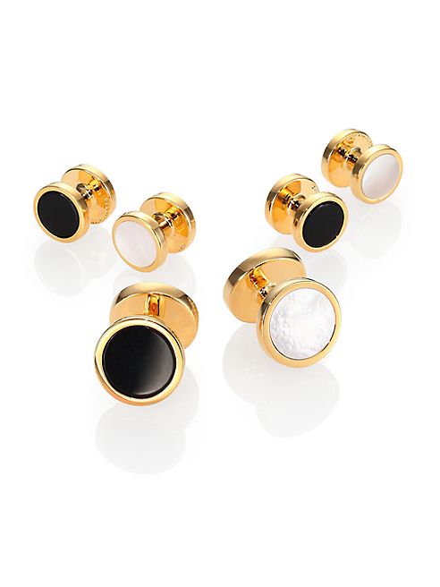 David Donahue - Gold-plated Silver, Onyx & Mother of Pearl Reversible Stud Set