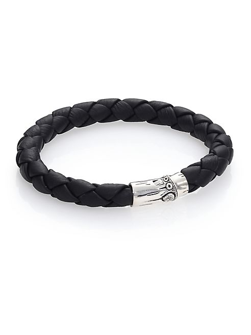 John Hardy - Bamboo Woven Leather and Sterling Silver Bracelet