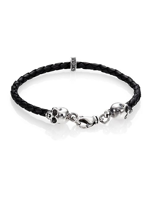 King Baby Studio - Braided Leather Hamlet Skull Bracelet